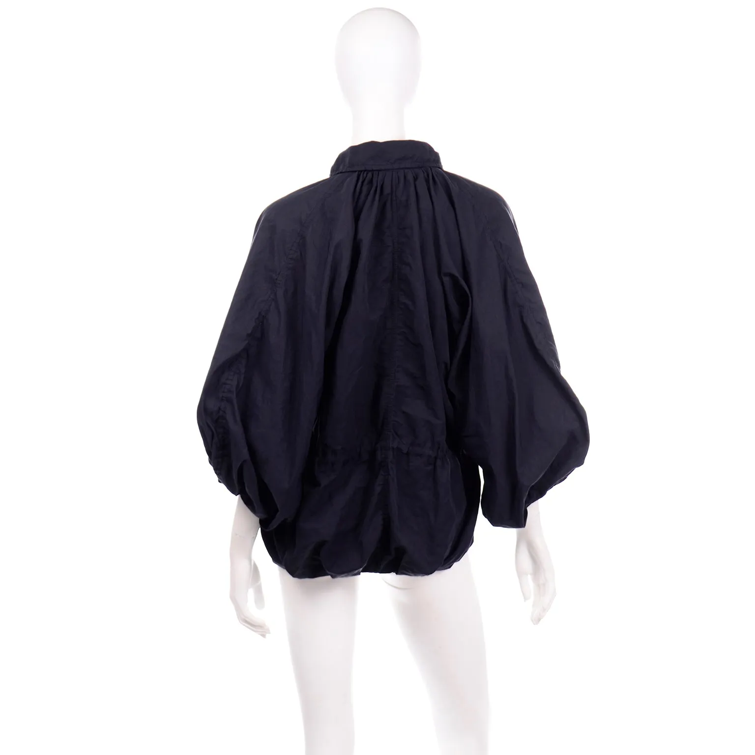 Alber Elbaz Lanvin Midnight Blue Drawstring Balloon Hem Jacket