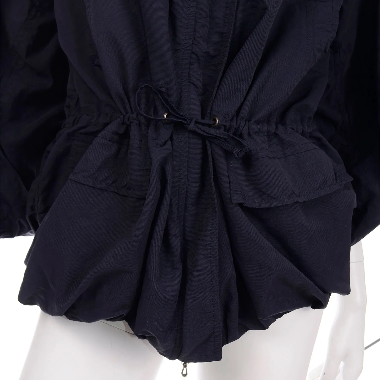 Alber Elbaz Lanvin Midnight Blue Drawstring Balloon Hem Jacket