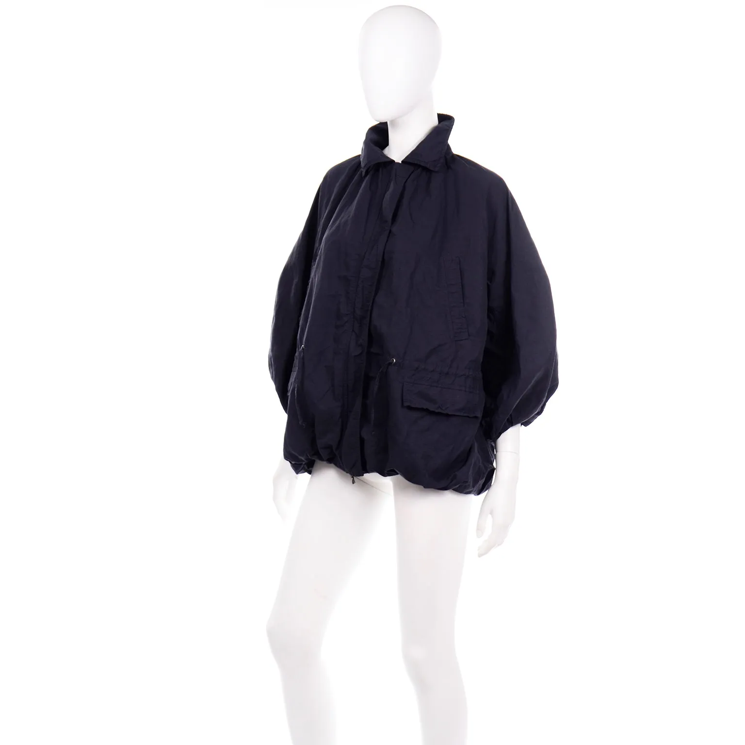 Alber Elbaz Lanvin Midnight Blue Drawstring Balloon Hem Jacket