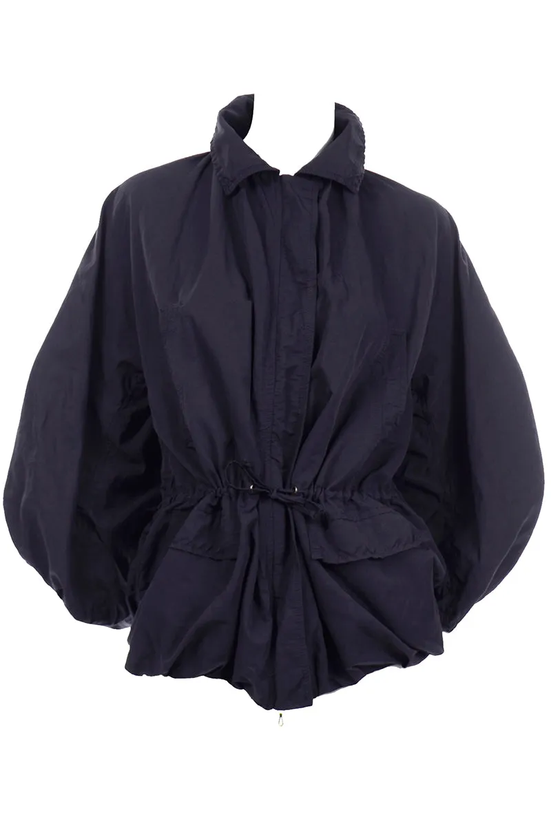 Alber Elbaz Lanvin Midnight Blue Drawstring Balloon Hem Jacket