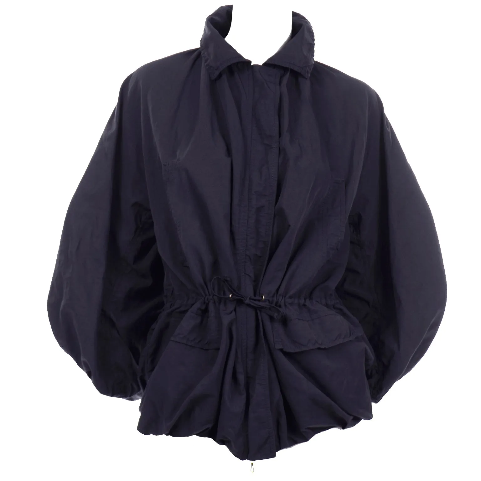 Alber Elbaz Lanvin Midnight Blue Drawstring Balloon Hem Jacket