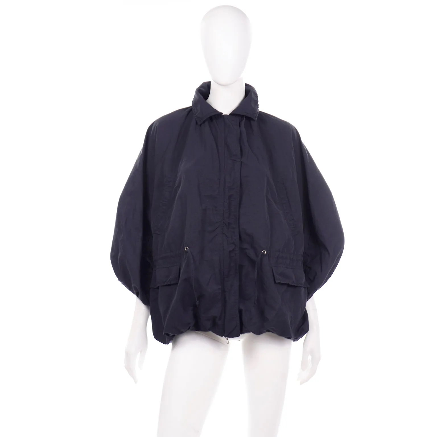 Alber Elbaz Lanvin Midnight Blue Drawstring Balloon Hem Jacket