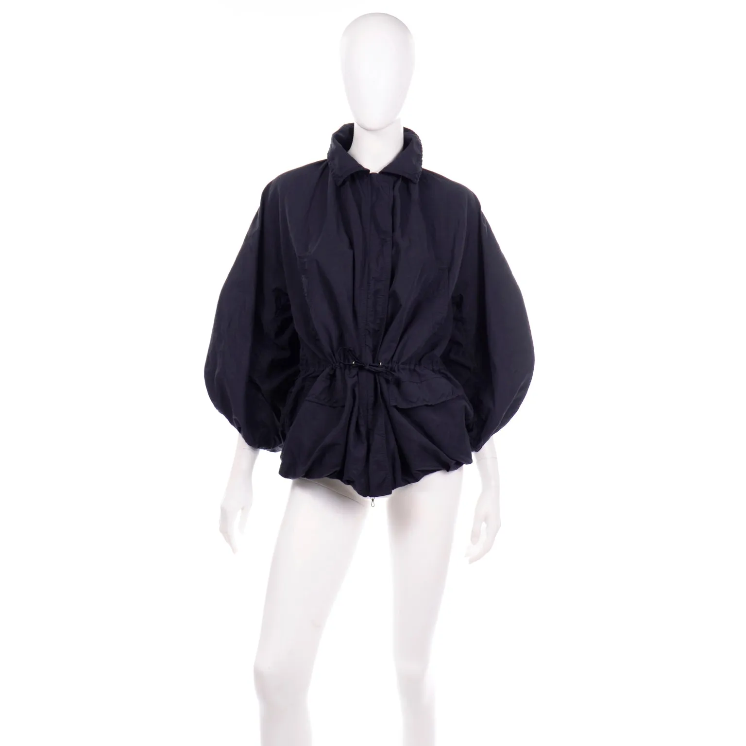 Alber Elbaz Lanvin Midnight Blue Drawstring Balloon Hem Jacket