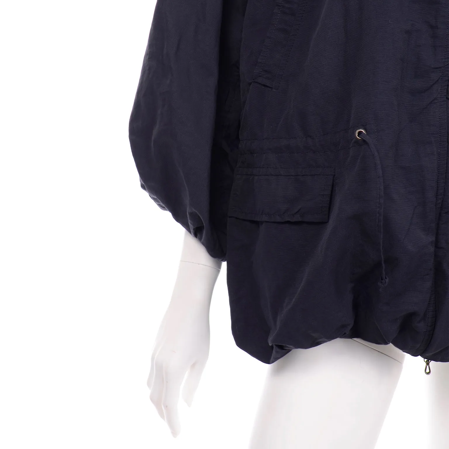 Alber Elbaz Lanvin Midnight Blue Drawstring Balloon Hem Jacket