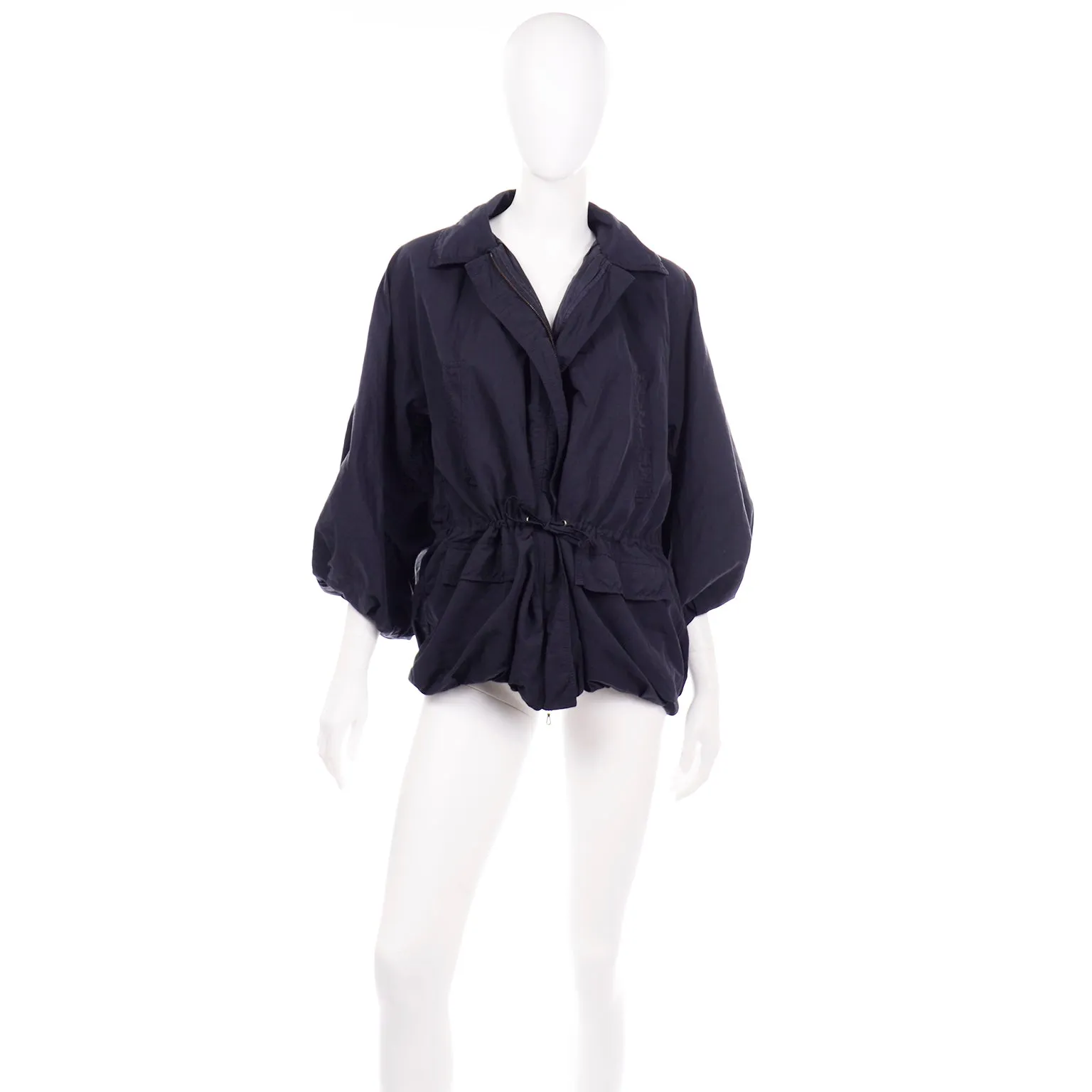 Alber Elbaz Lanvin Midnight Blue Drawstring Balloon Hem Jacket