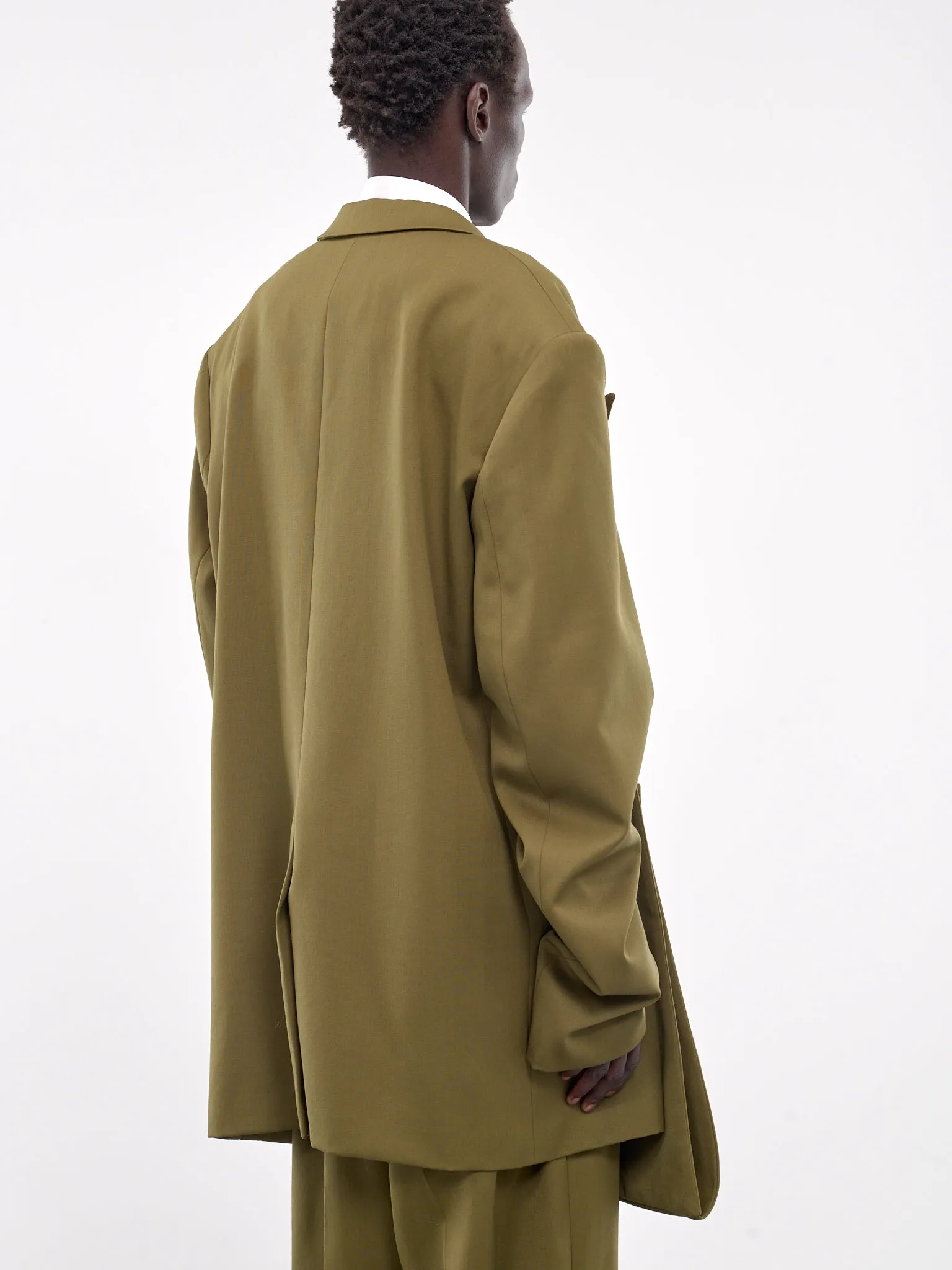 Asymmetric Double Lapel Blazer (001-22-BROWN)