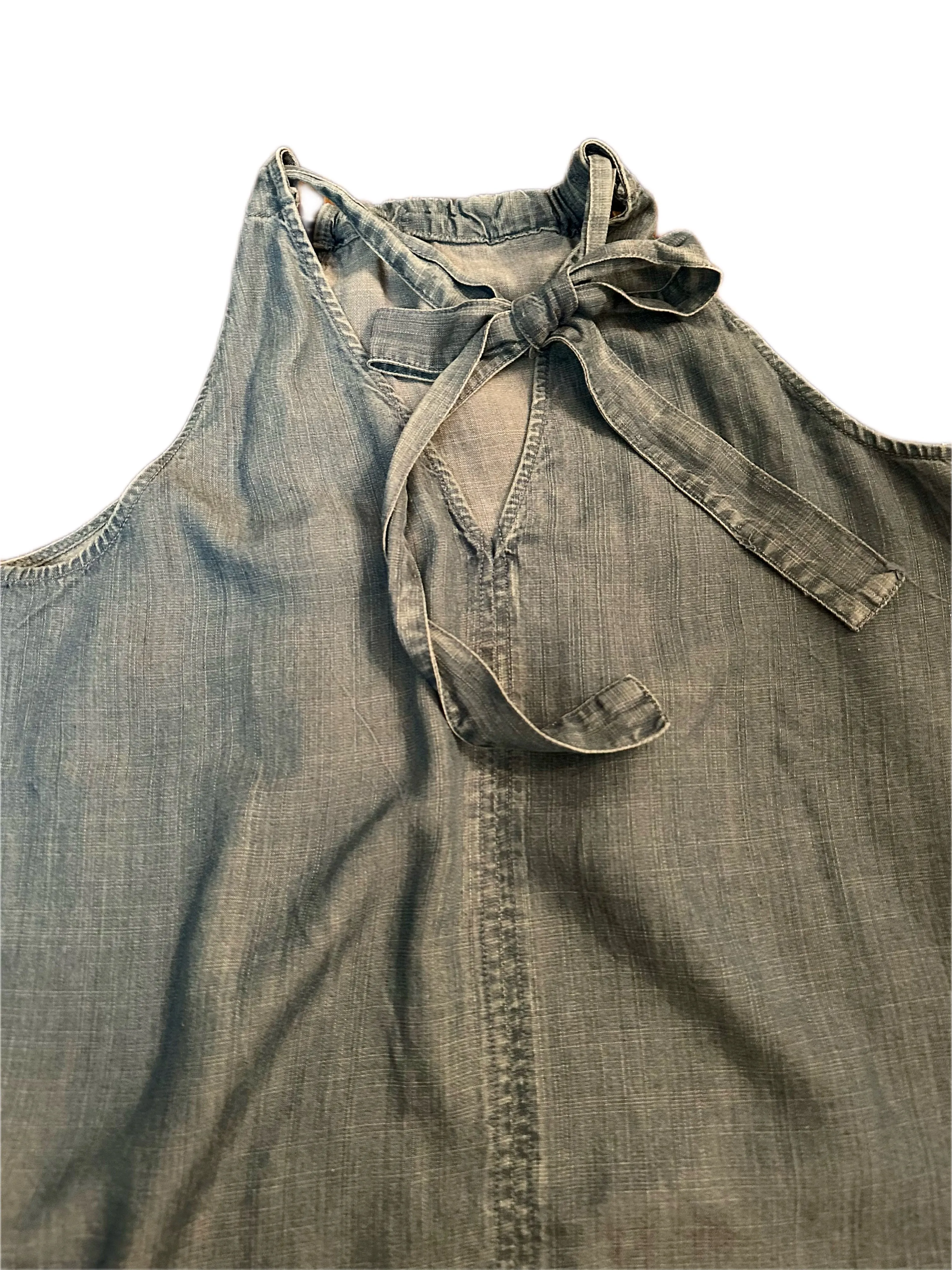 Baseball Chambray Denim Halter Tops