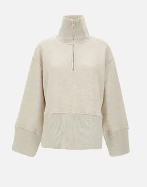 Beige Cotton Viscose Oversized Sweatshirt