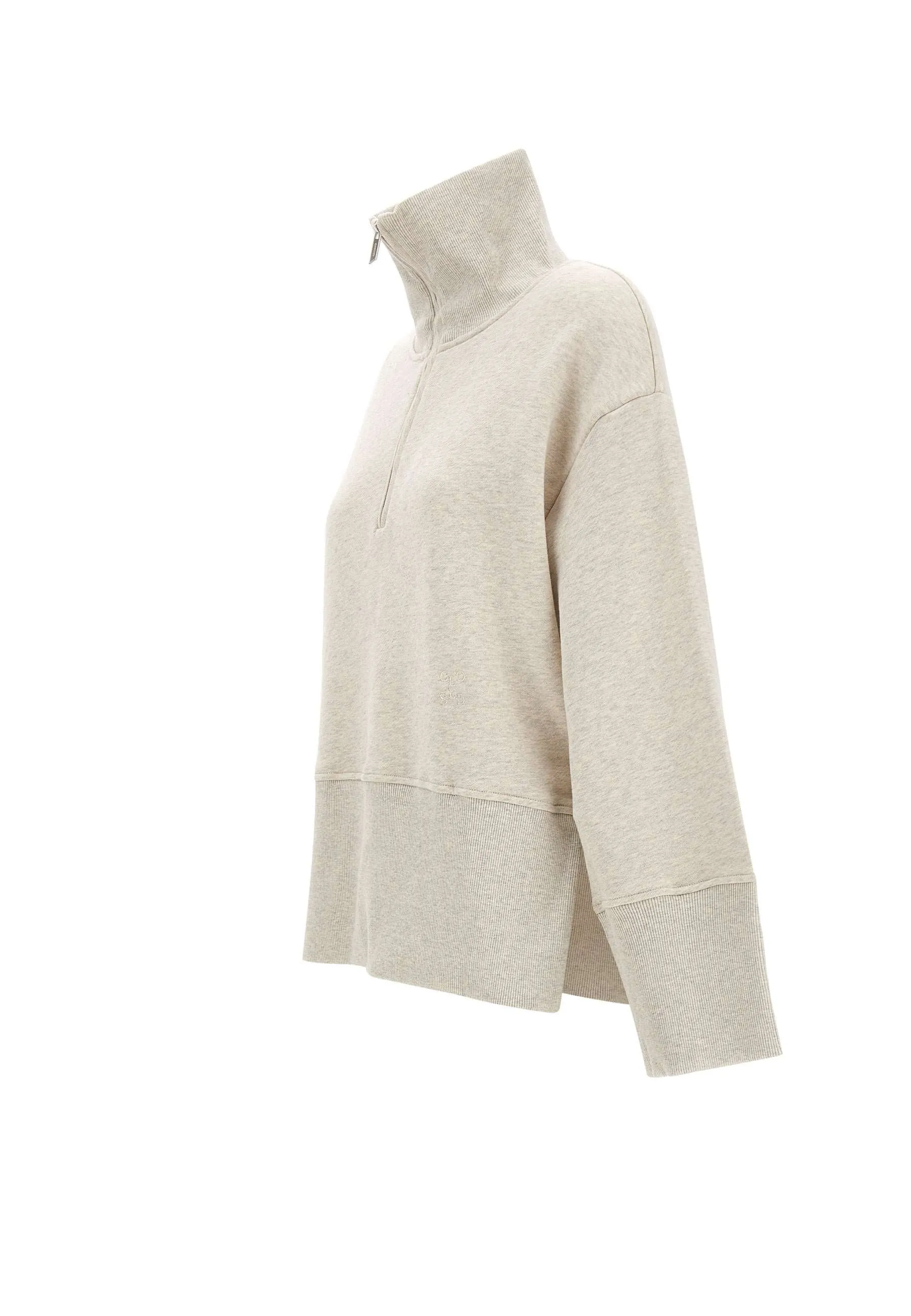 Beige Cotton Viscose Oversized Sweatshirt