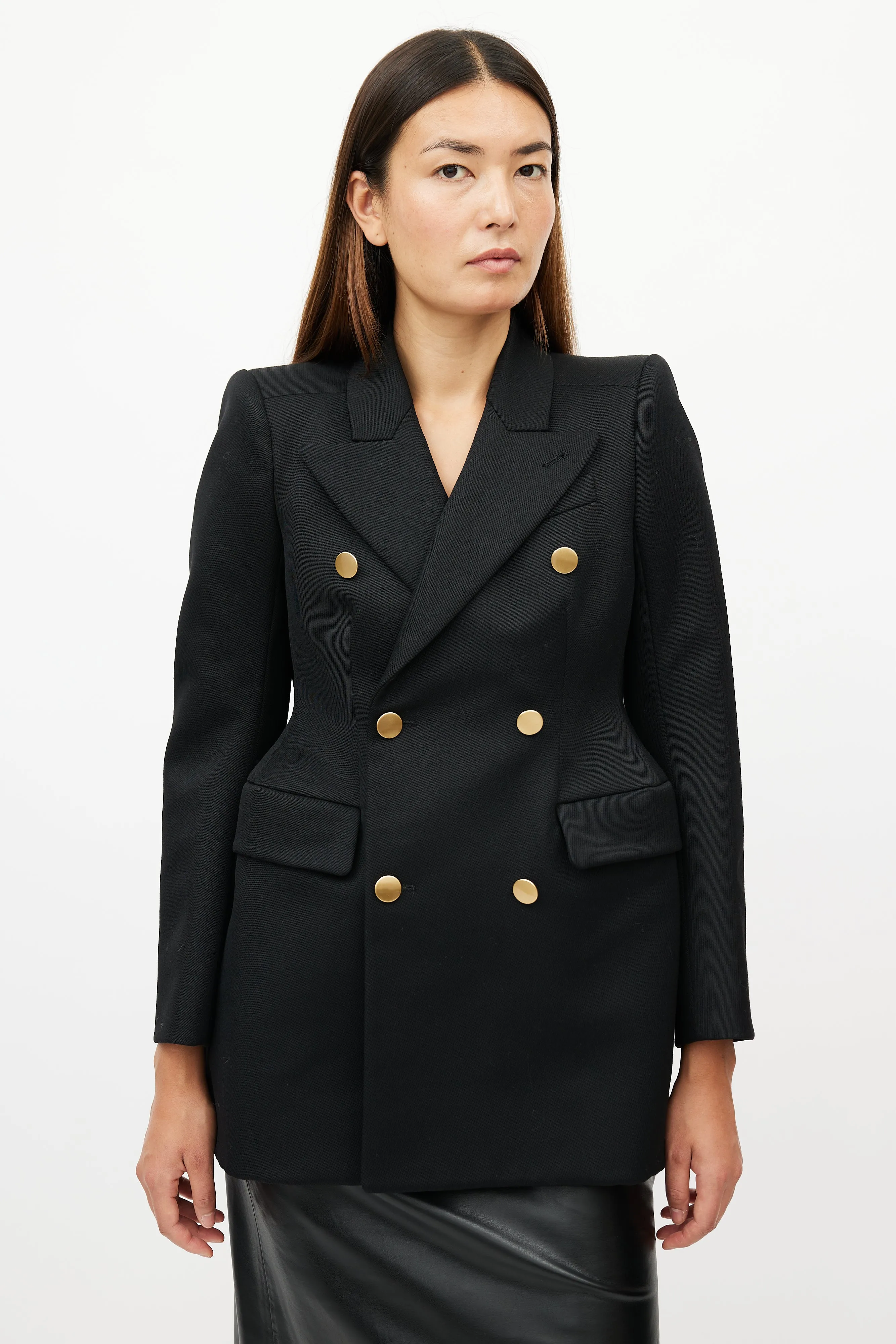 Black Hourglass Wool Blazer