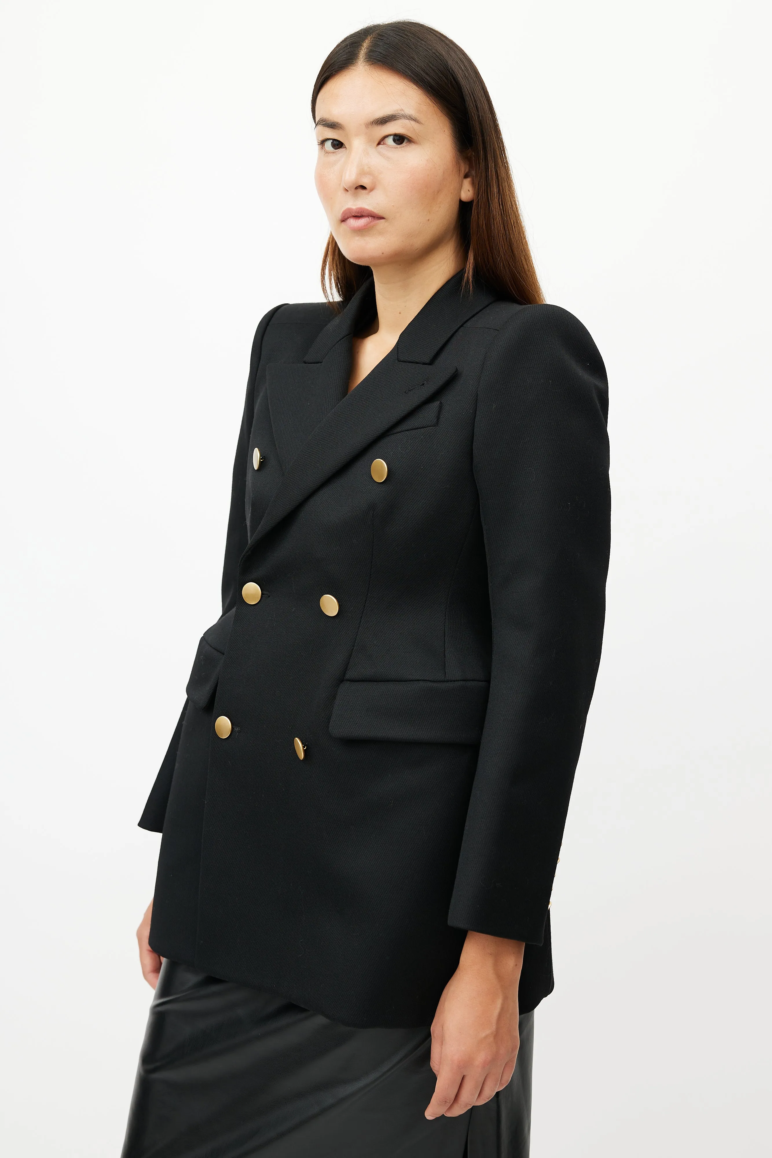 Black Hourglass Wool Blazer