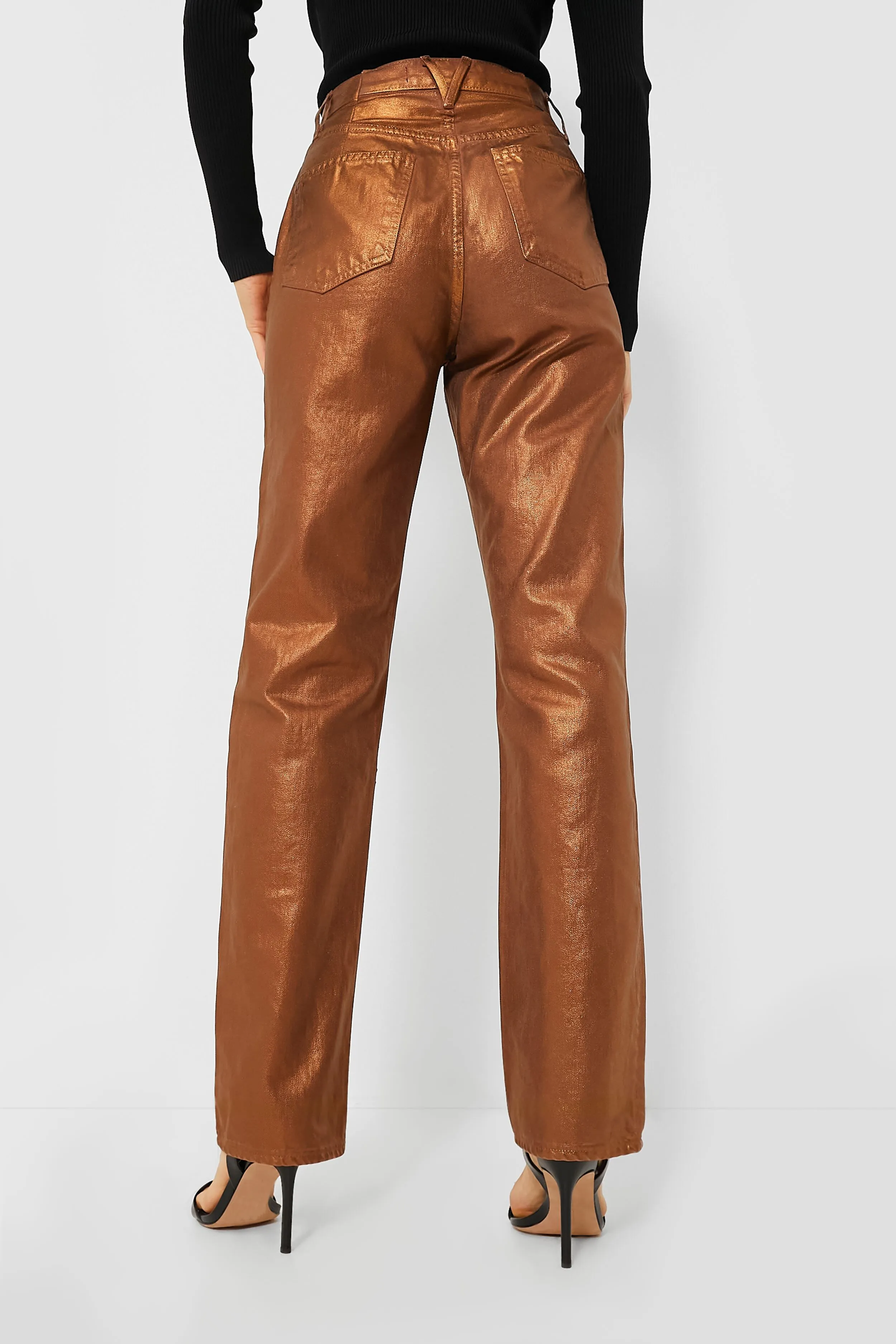 Bronze Daniela Metallic Straight Leg Pant