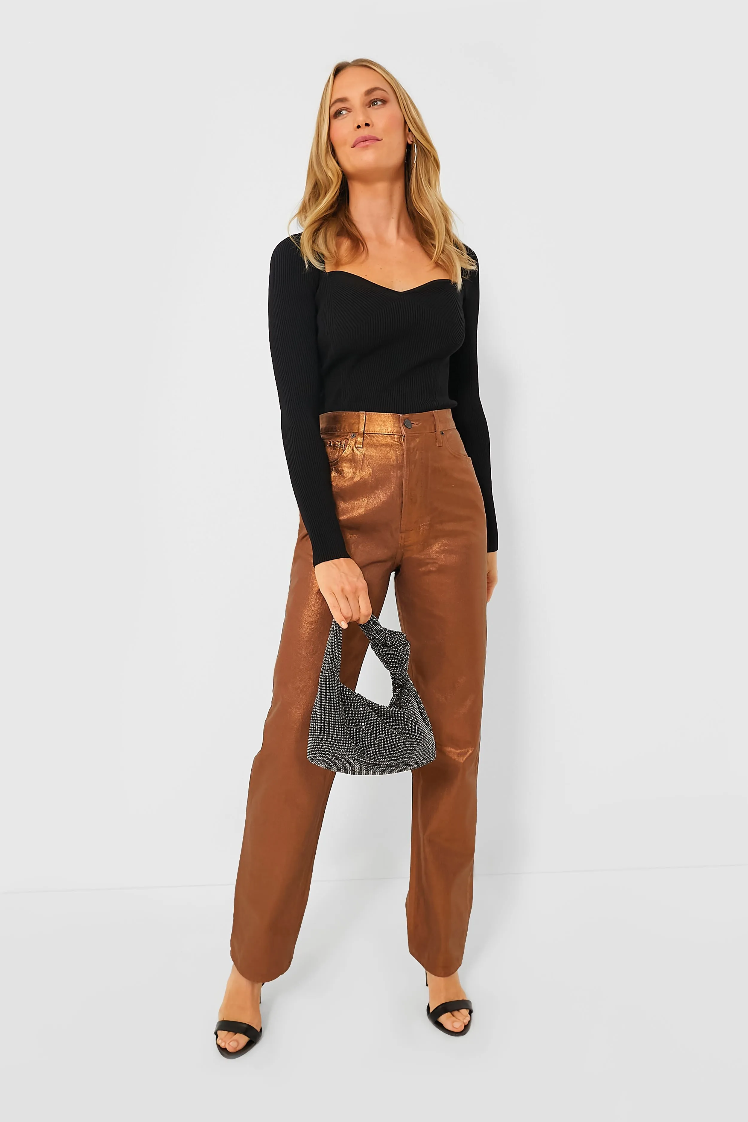 Bronze Daniela Metallic Straight Leg Pant