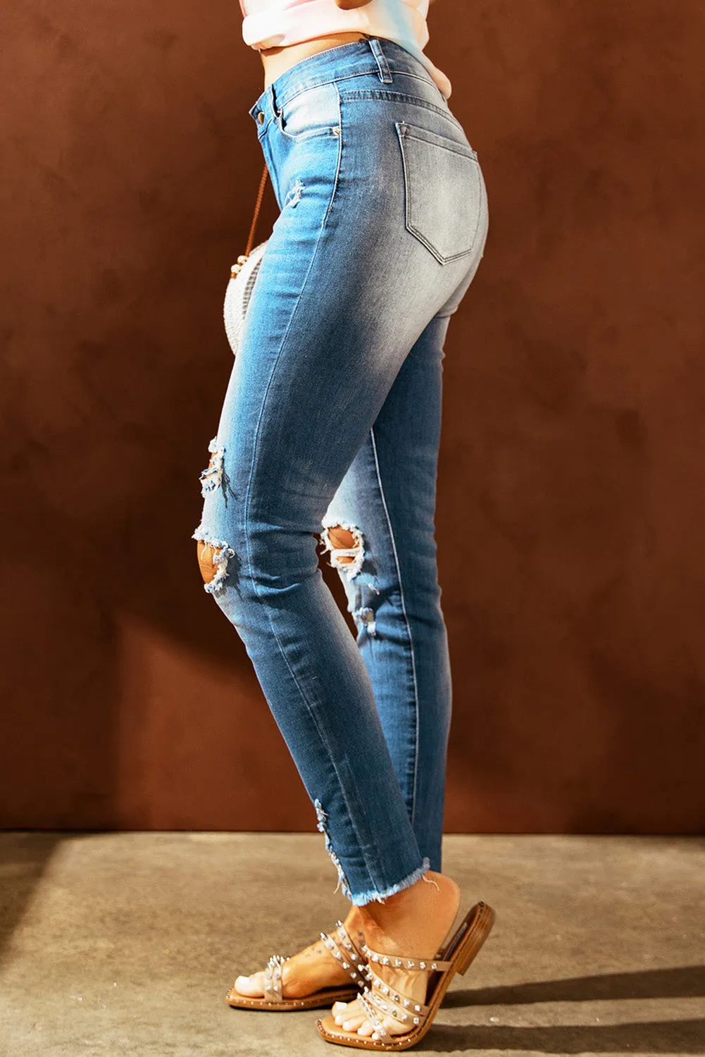 Bunny Distressed Frayed Hem Jeans