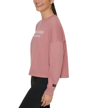 Calvin Klein Performance Women's  Logo Cropped Sweatshirt, Mauve, XL