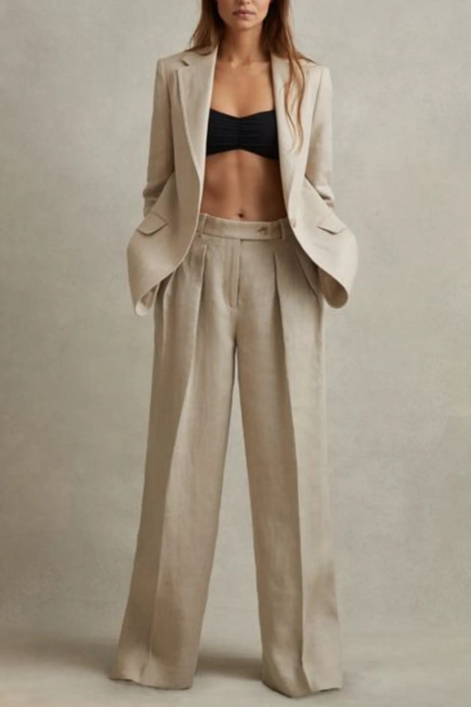 Cassie Linen Wide Leg Suit Trouser