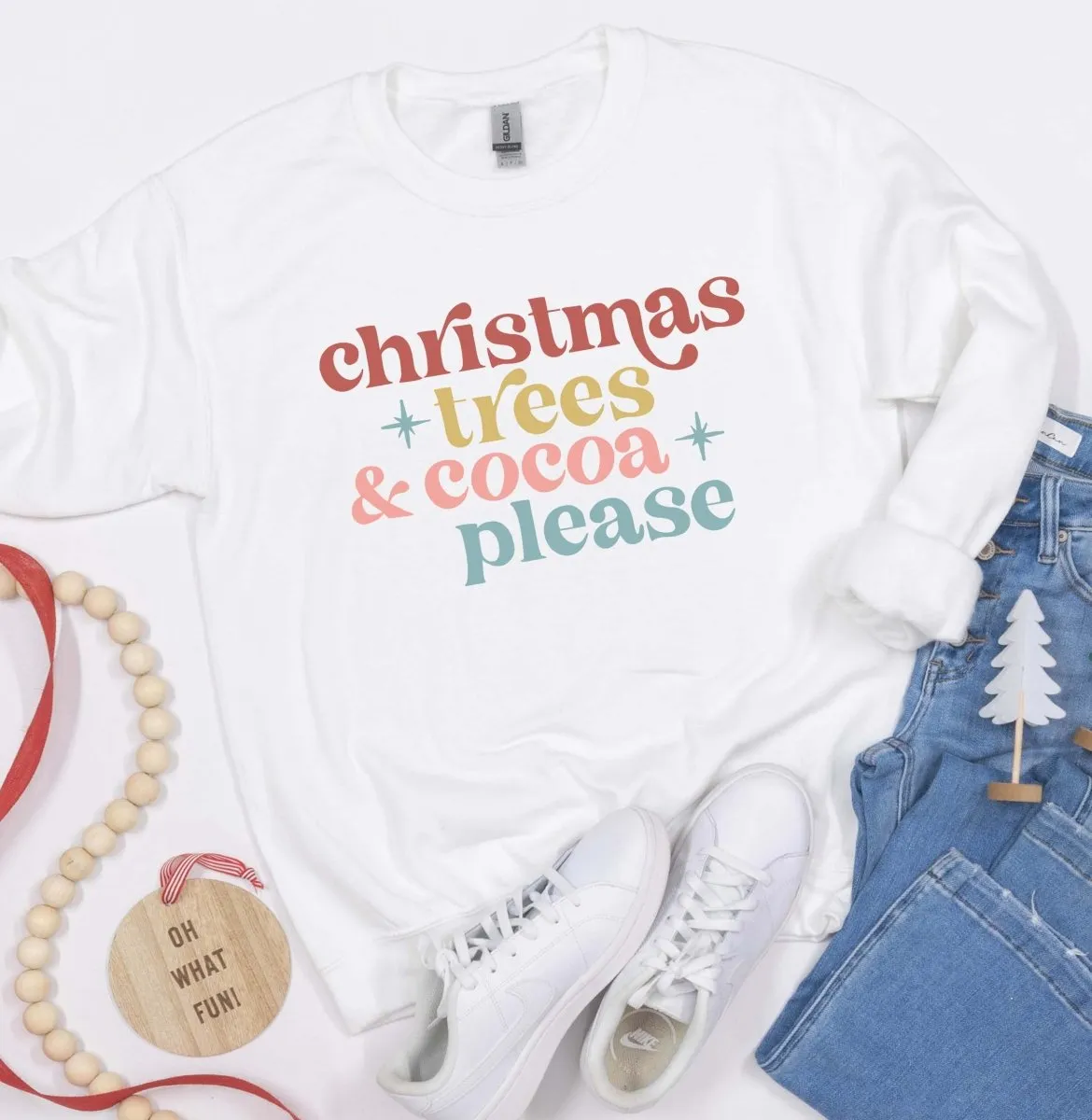 Christmas Trees and Cocoa Wholesale Crewneck Sweatshirt