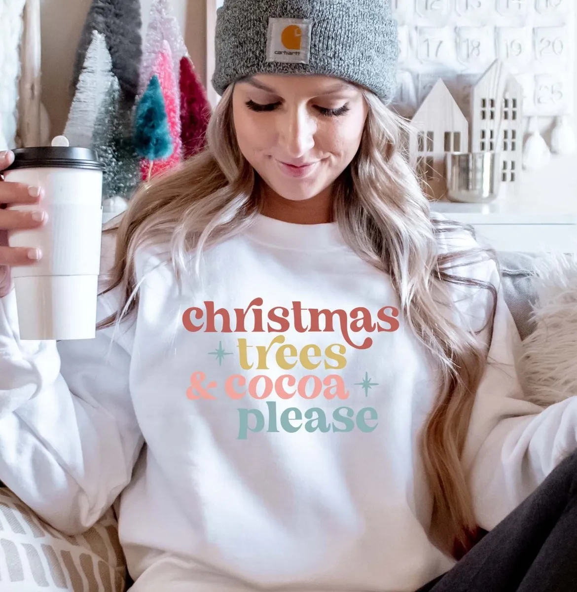 Christmas Trees and Cocoa Wholesale Crewneck Sweatshirt