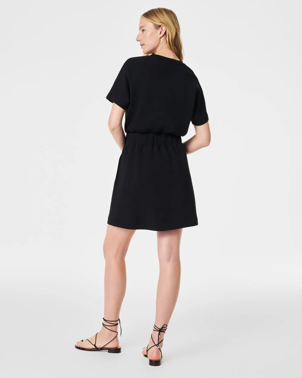 Cinched Pattern T Shirt Dress With Pockets