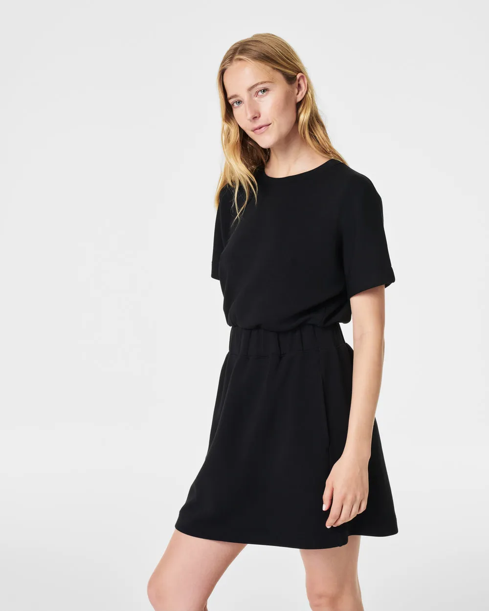 Cinched Pattern T Shirt Dress With Pockets