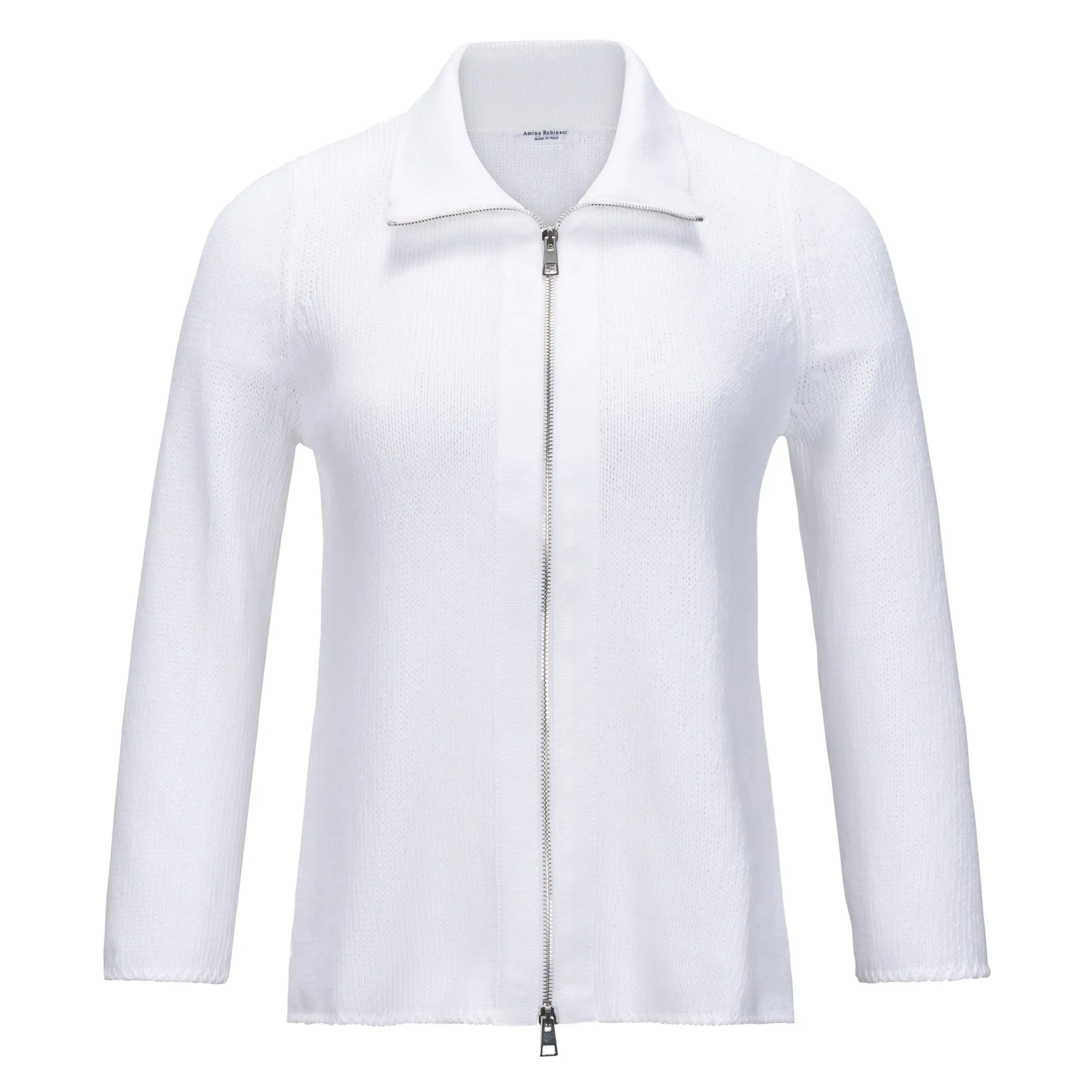 Creta Zip Up Cotton Sweater - White