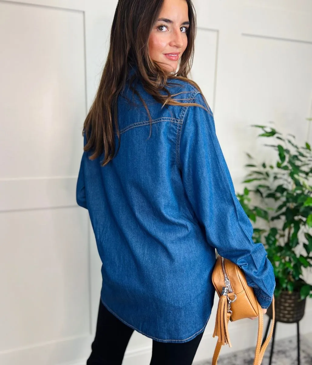 Dark Blue Lightweight Denim Shirt