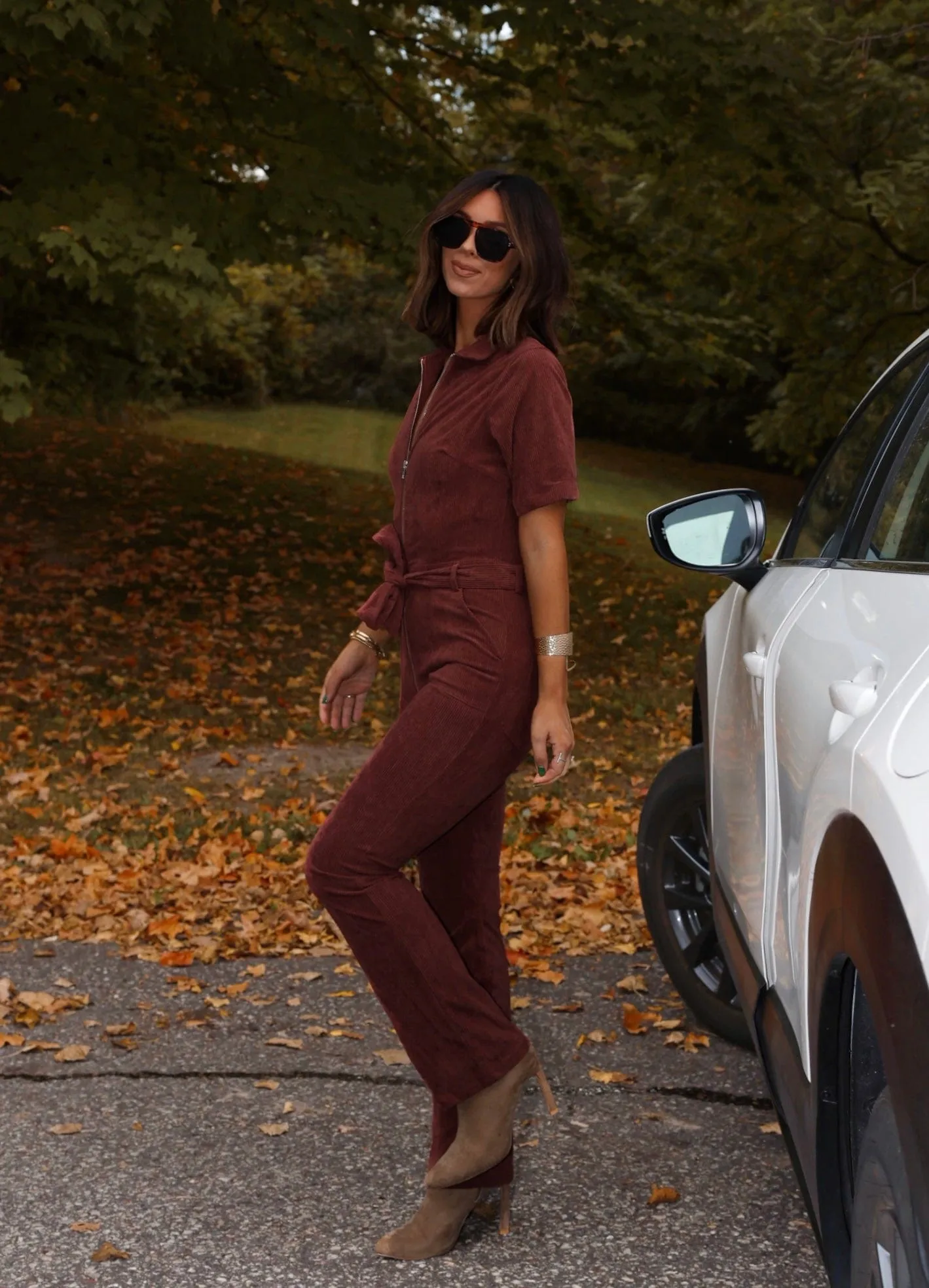 Dark Rust Corduroy Jumpsuit