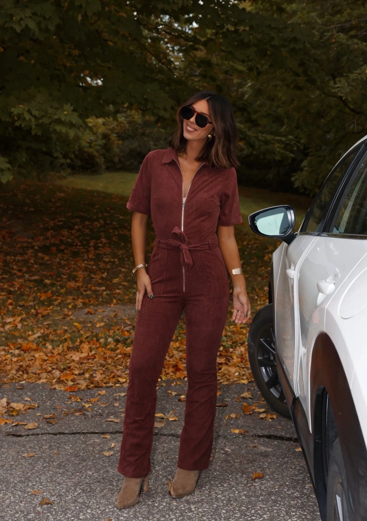 Dark Rust Corduroy Jumpsuit