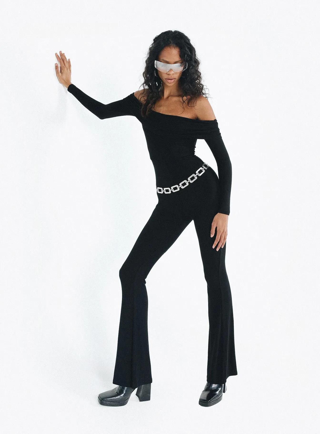 Darsa Off The Shoulder Jumpsuit Black