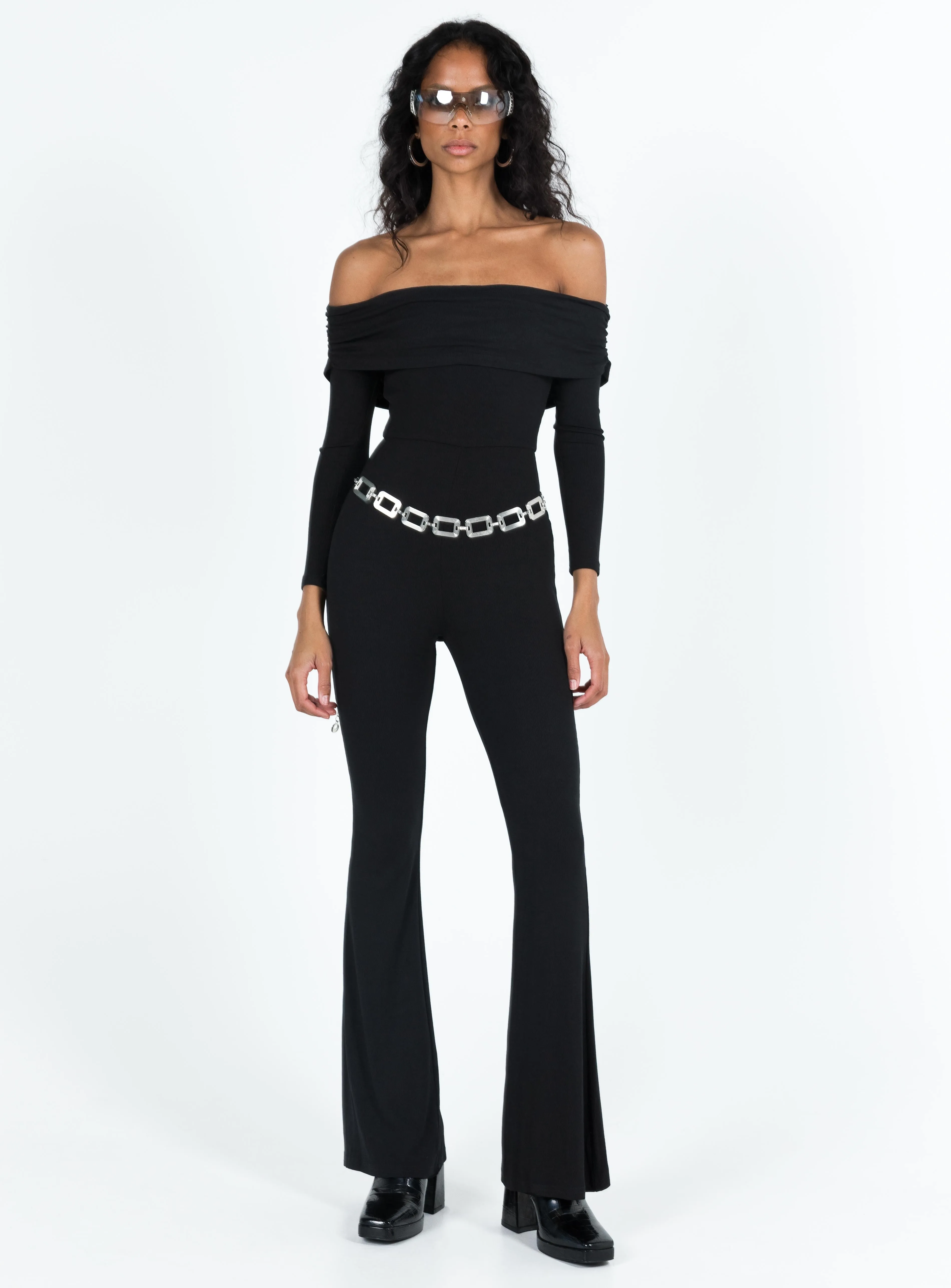 Darsa Off The Shoulder Jumpsuit Black