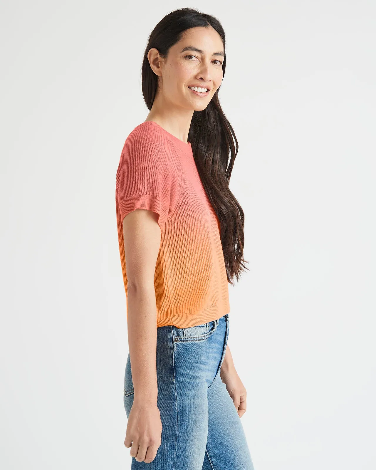 Della Dip Dye Short Sleeve Sweater