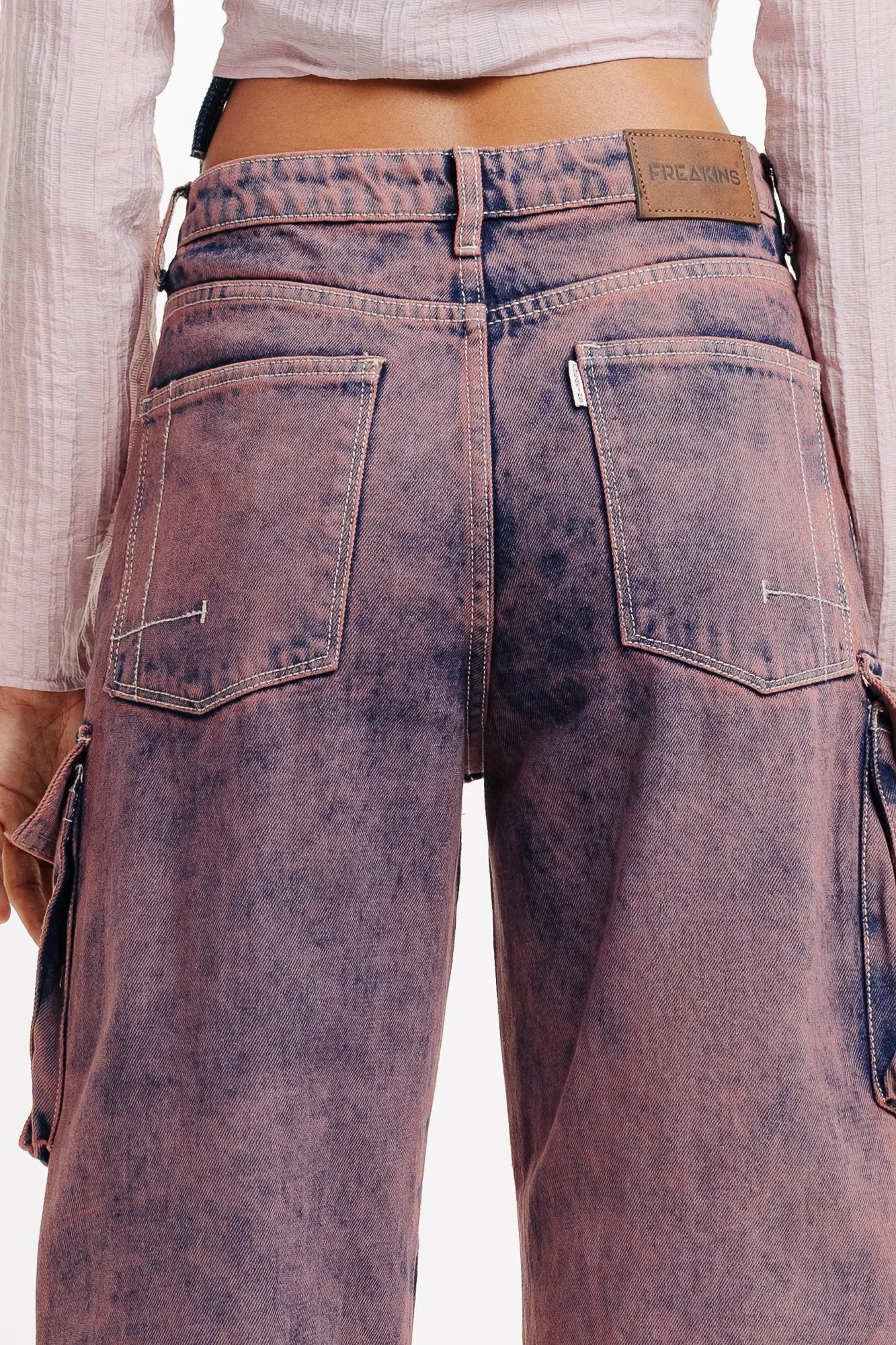 Denim Scarlet Tinted Cargo Jeans