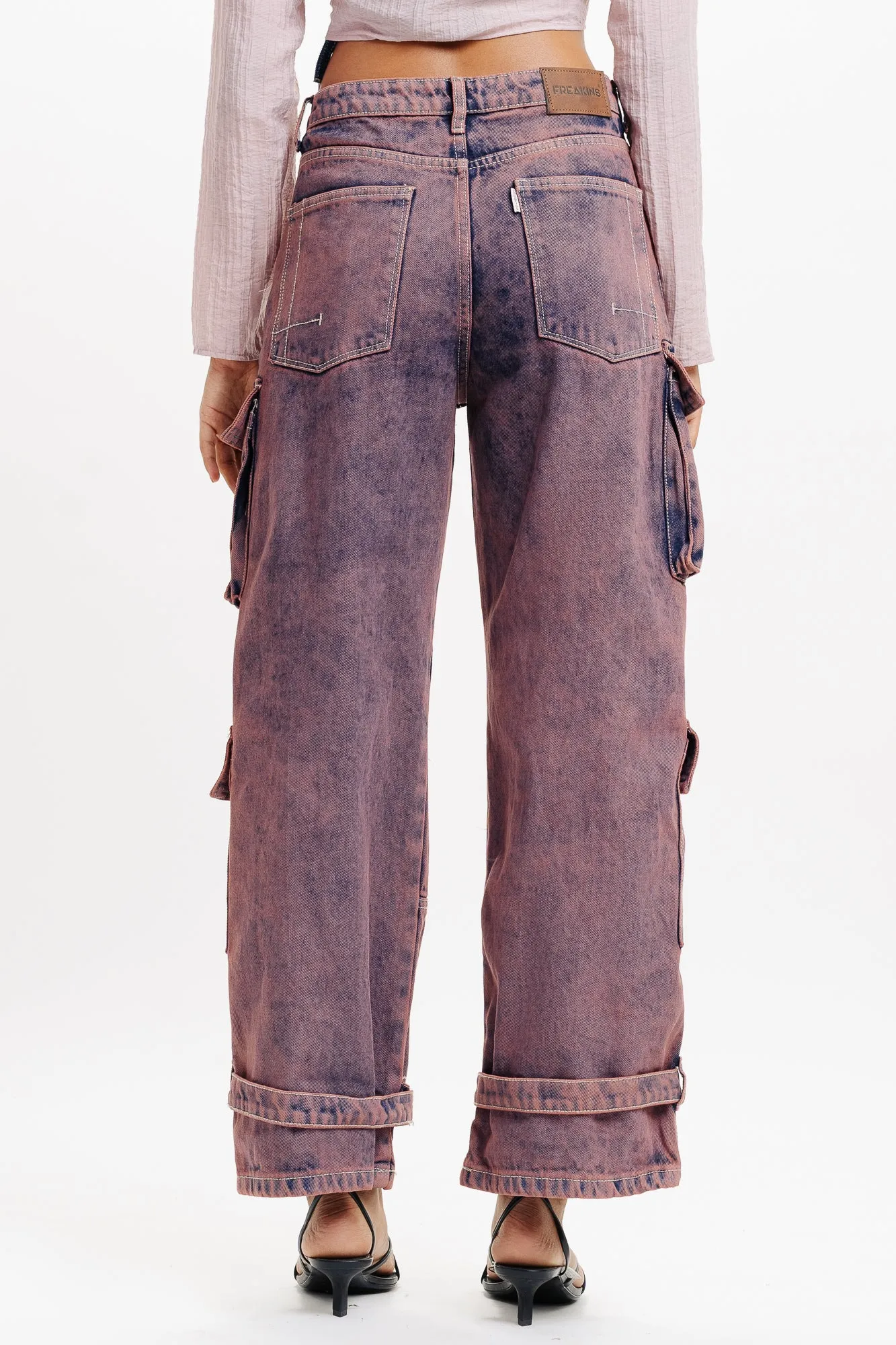 Denim Scarlet Tinted Cargo Jeans