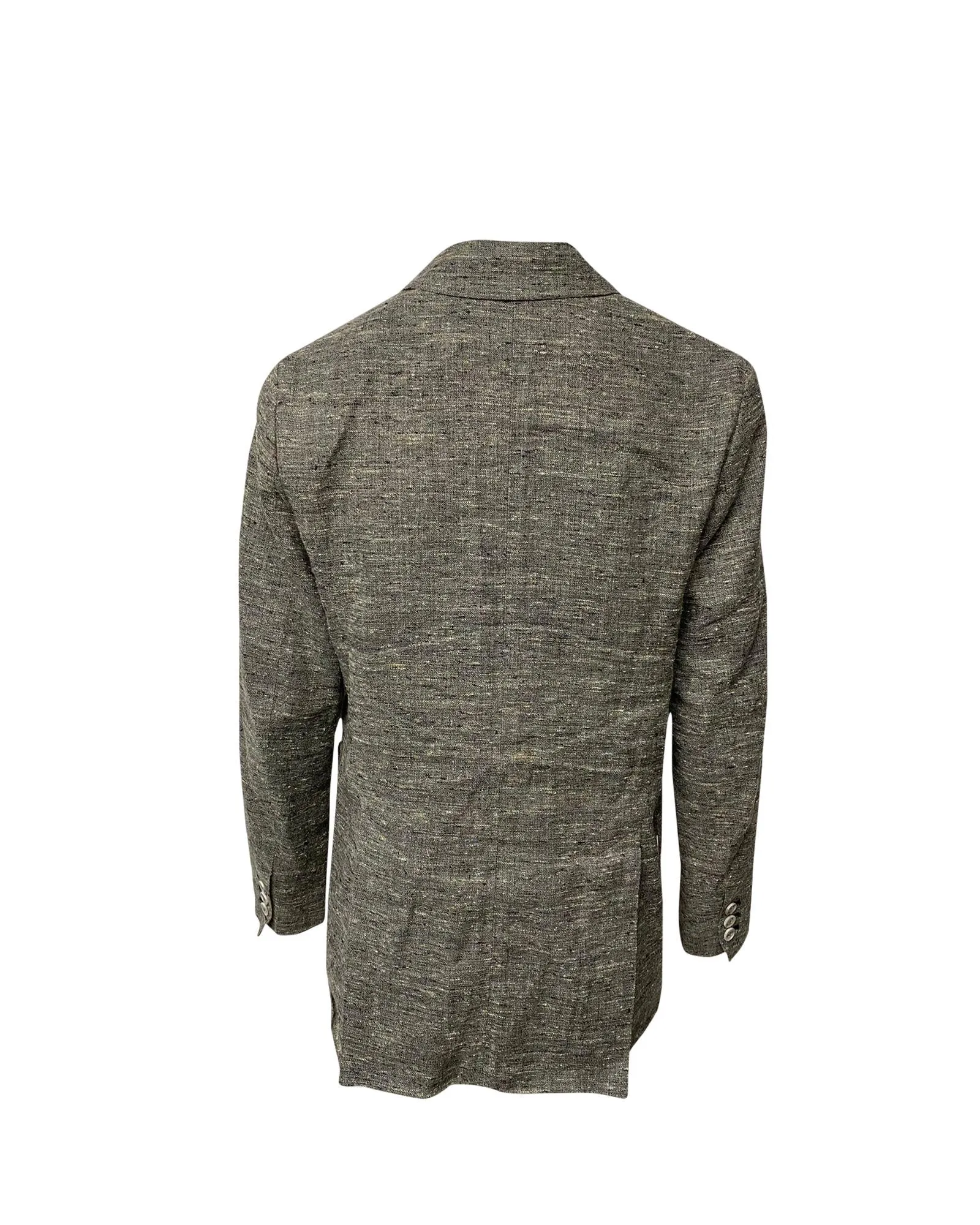 Double-breasted Donegal Jacket In Grey Silk