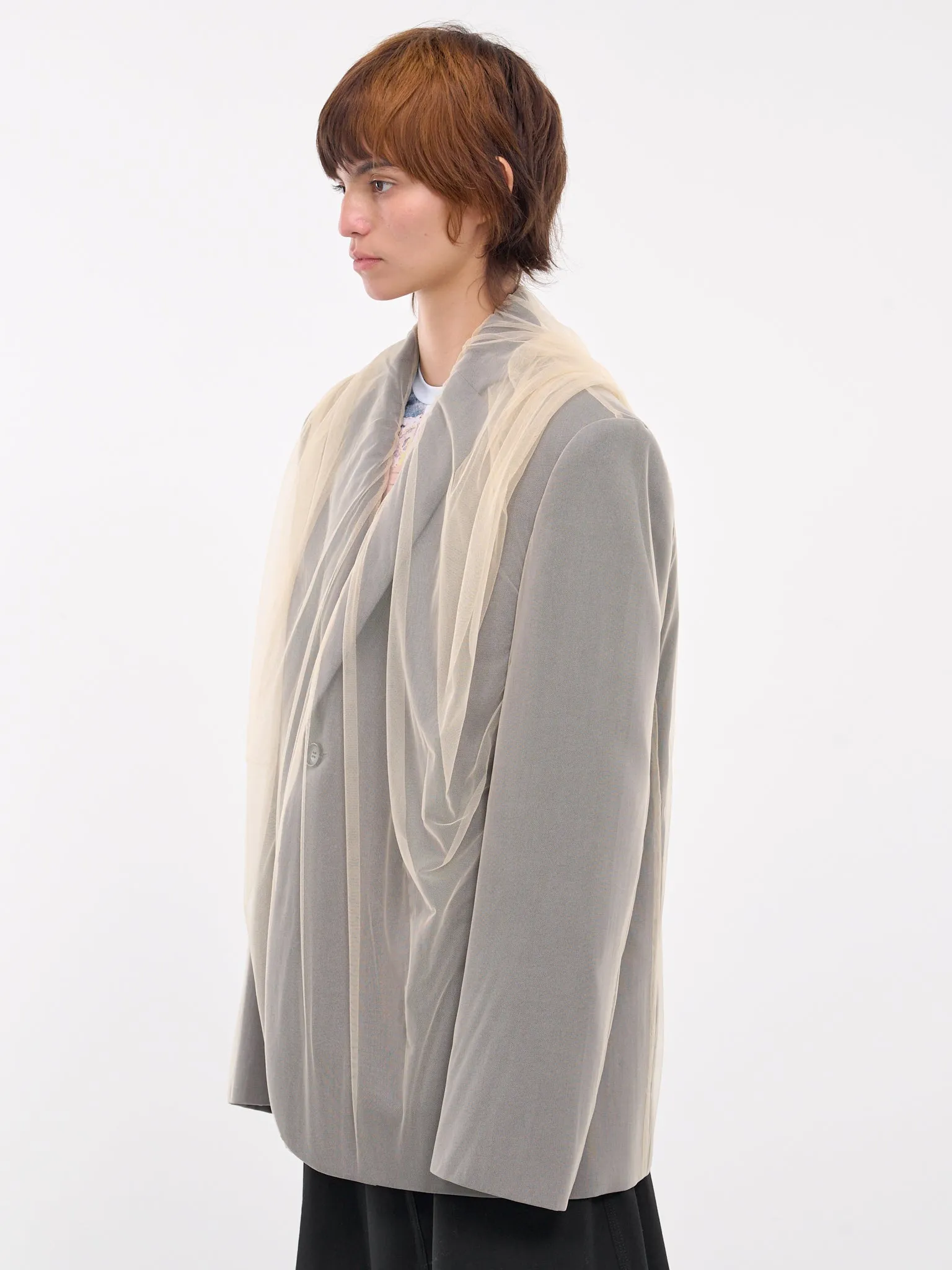 Draped Hood Blazer (201BL006-F546-LIGHT-GREY)