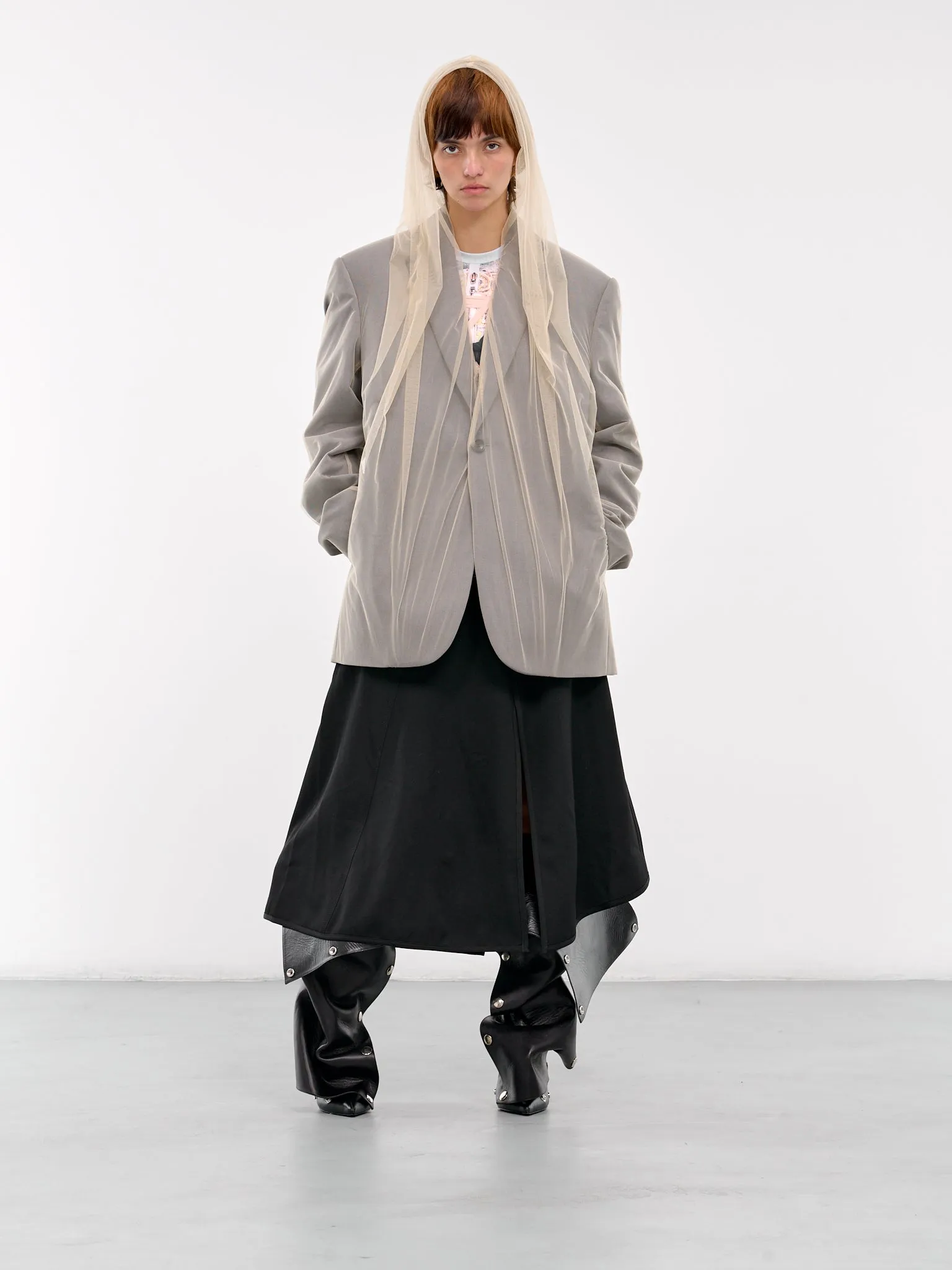 Draped Hood Blazer (201BL006-F546-LIGHT-GREY)