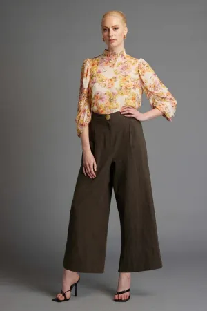 Fate   Becker - Last Dance Solid Wide Leg High Waisted Pant - Khaki