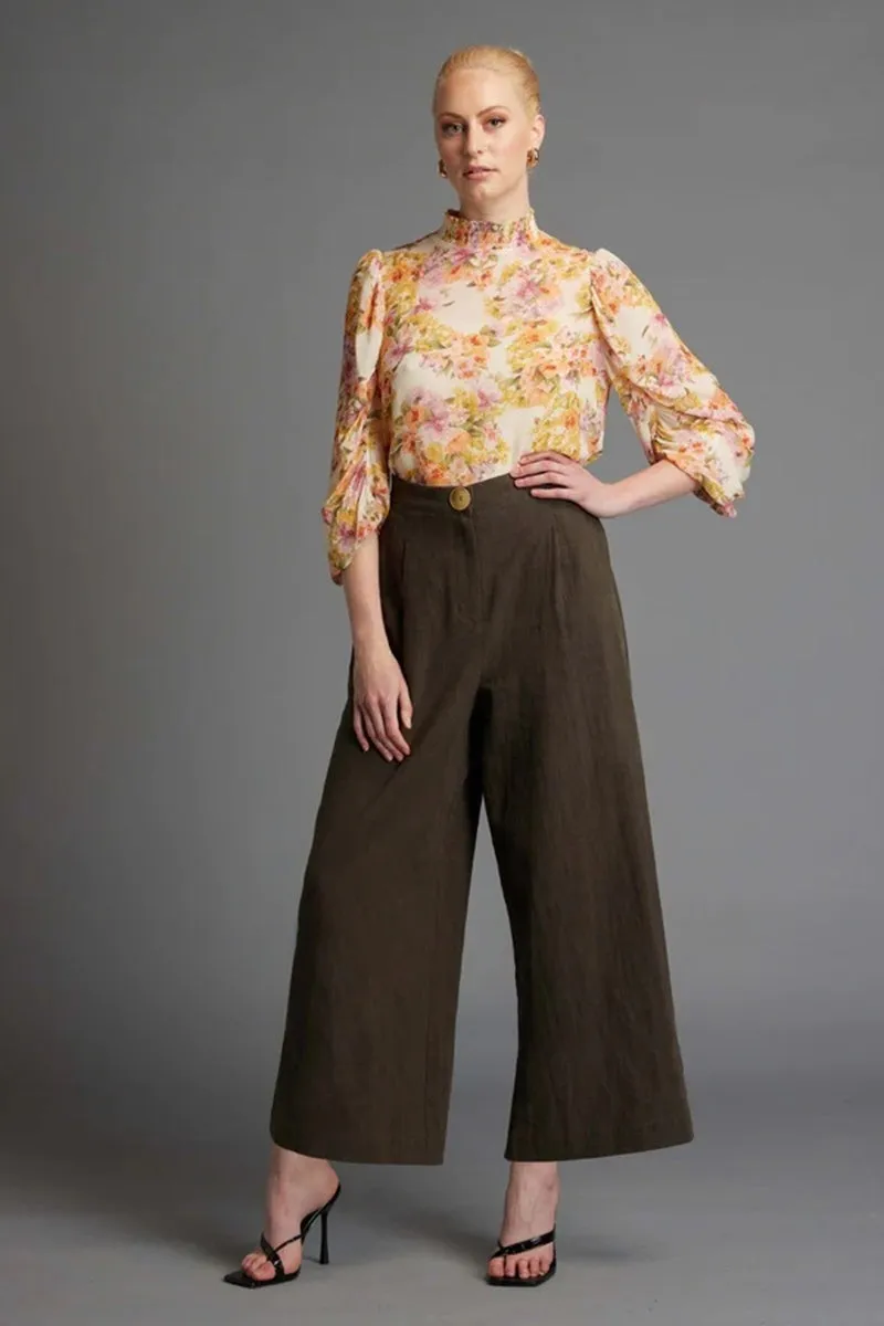 Fate   Becker - Last Dance Solid Wide Leg High Waisted Pant - Khaki