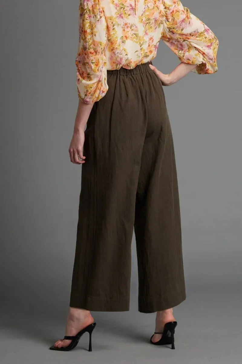 Fate   Becker - Last Dance Solid Wide Leg High Waisted Pant - Khaki