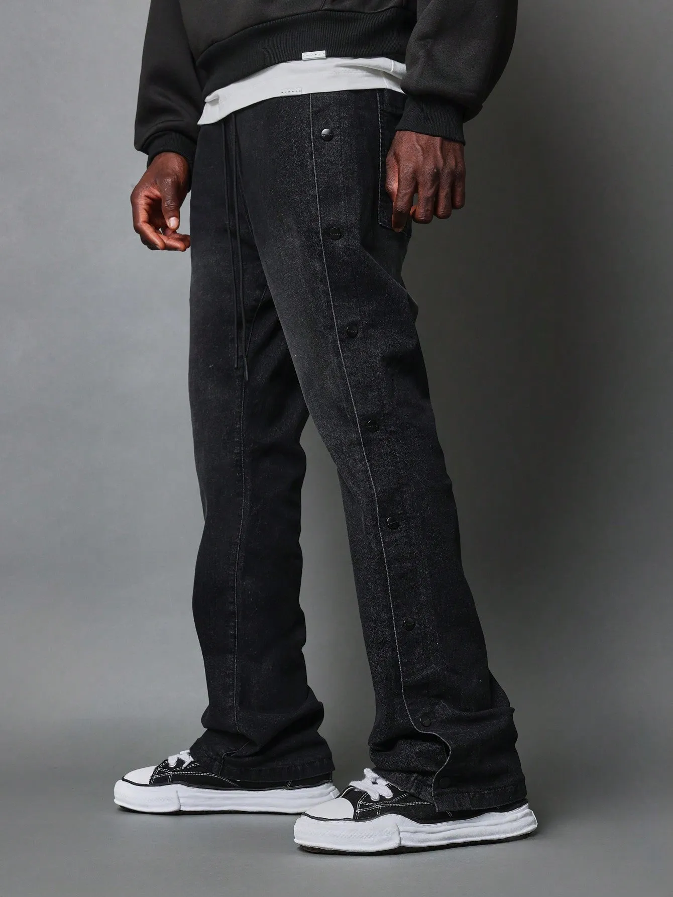 Flare Fit Pull On Side Snap Jean