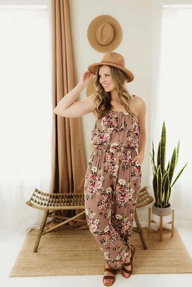 Floral Ruffle Tube Jumpsuit