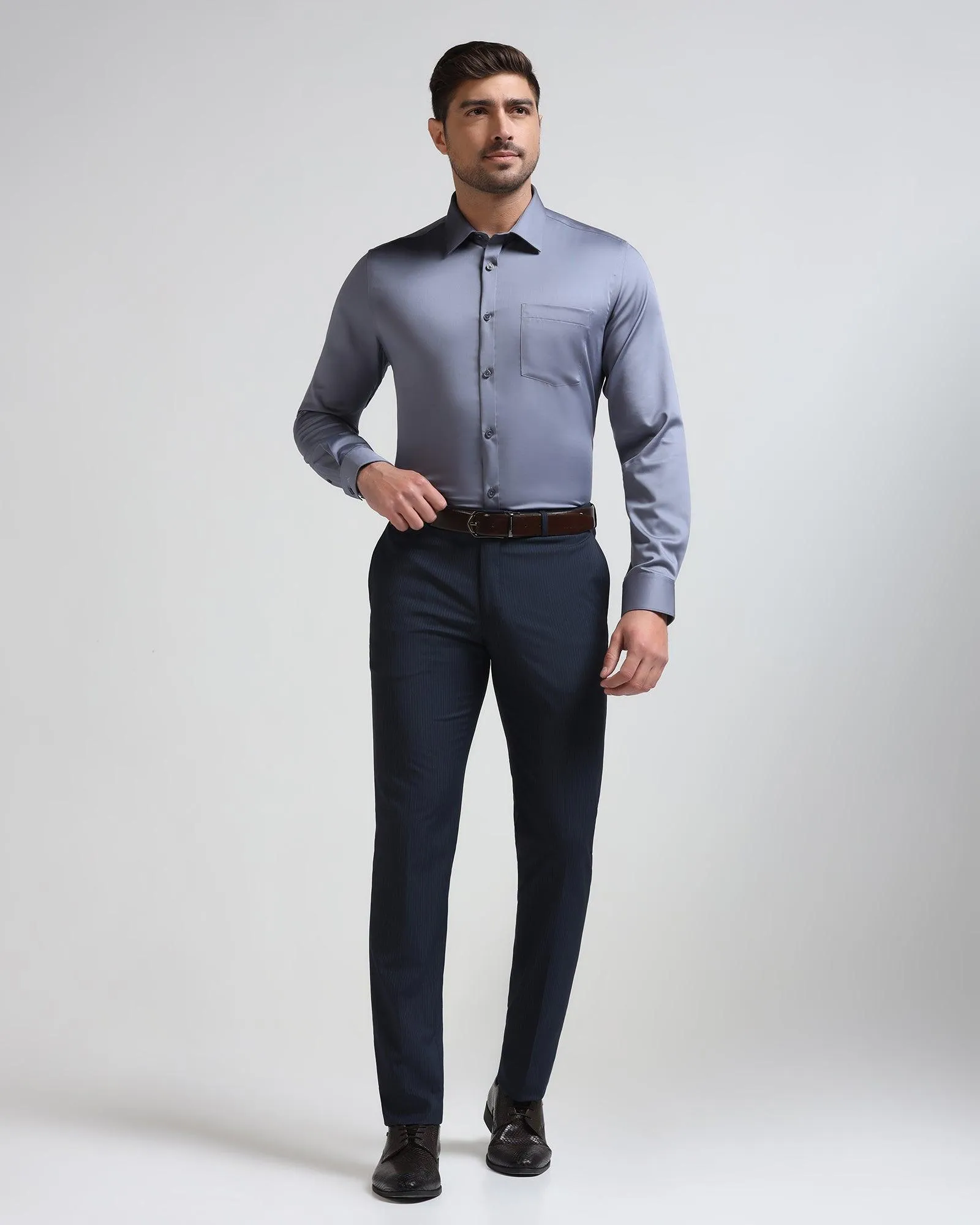 Formal Grey Solid Shirt - Gusto