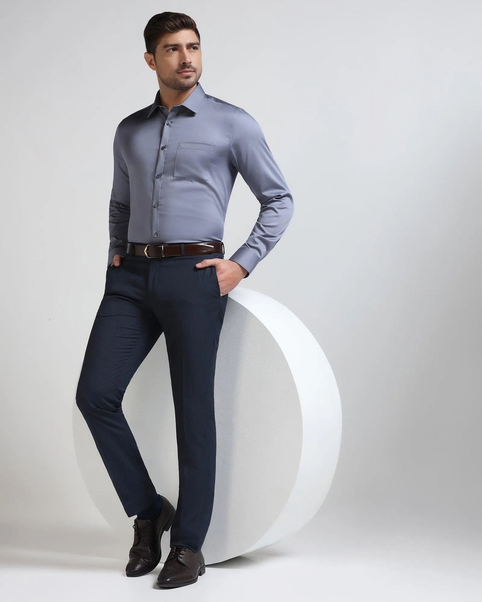 Formal Grey Solid Shirt - Gusto