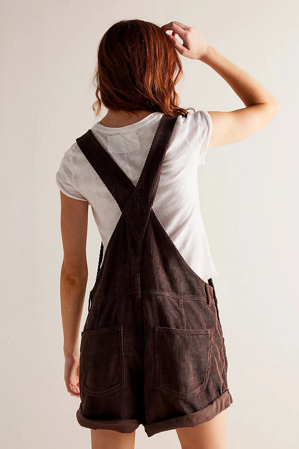 Free People Ziggy Cord Shortalls in Barnwood