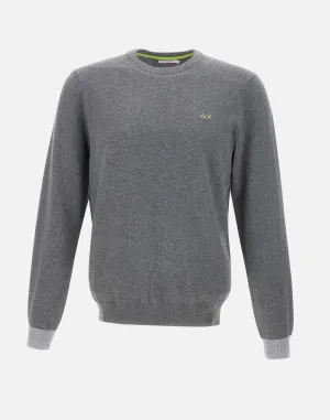 Grey Crew Neck Sweater with Patches