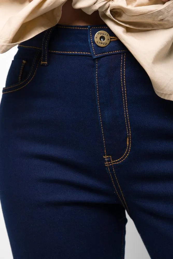 High Rise Skinny Denim Jeans Dark Blue