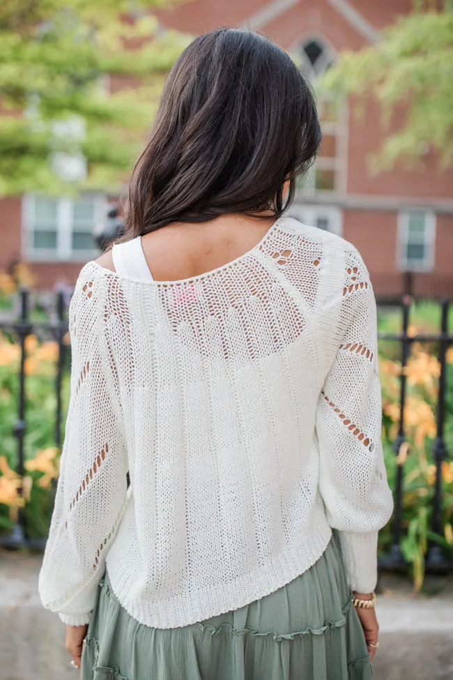 I'm Just Me Ivory Cable Knit Lightweight Sweater