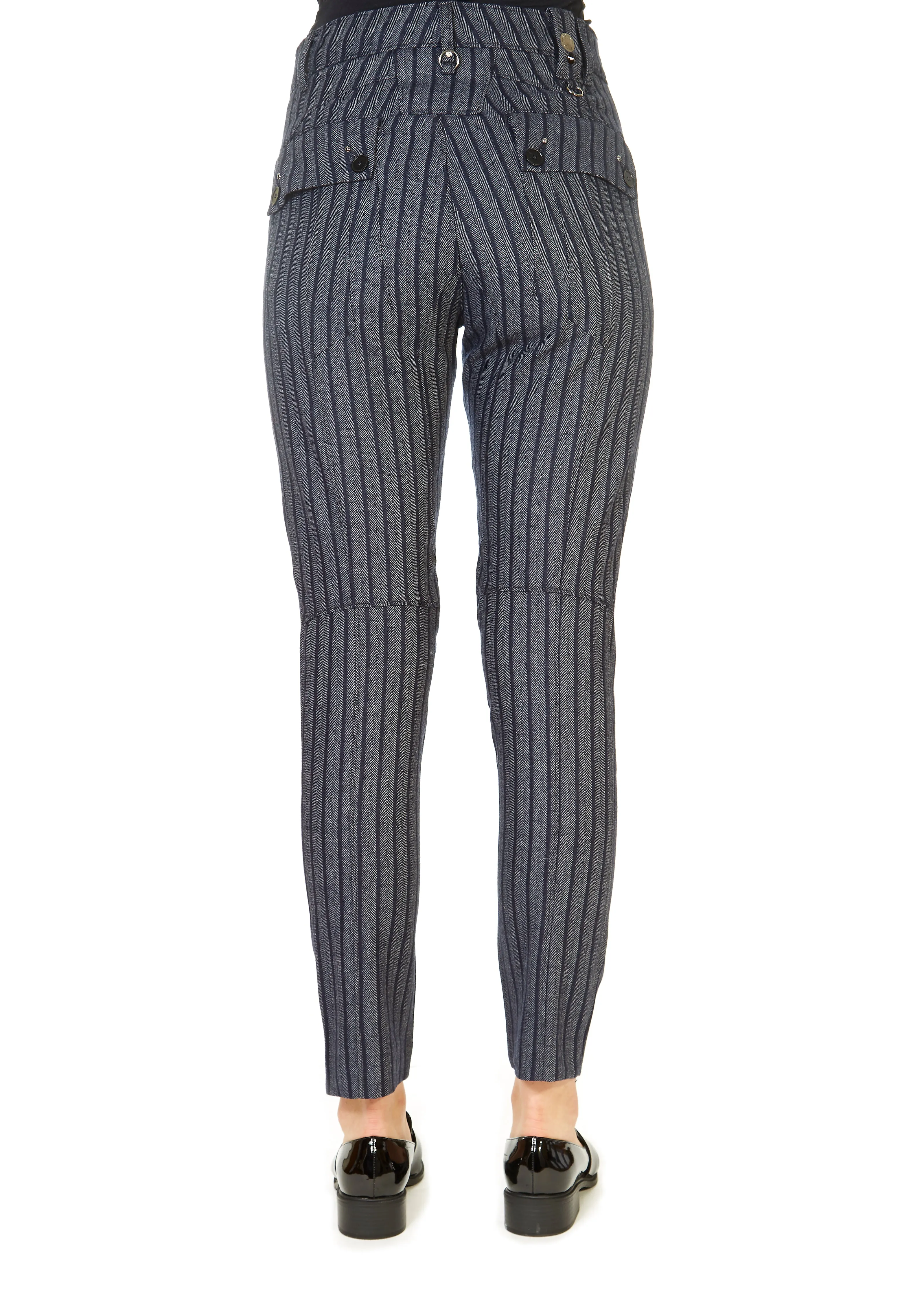 'In Motion' Grey Striped Trousers