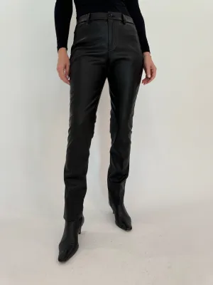 Jilian Faux Leather Slim Jeans - Black