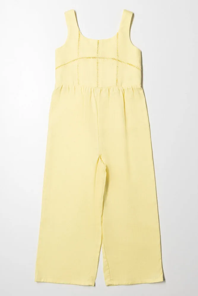 Lace Trim Jumpsuit Yellow